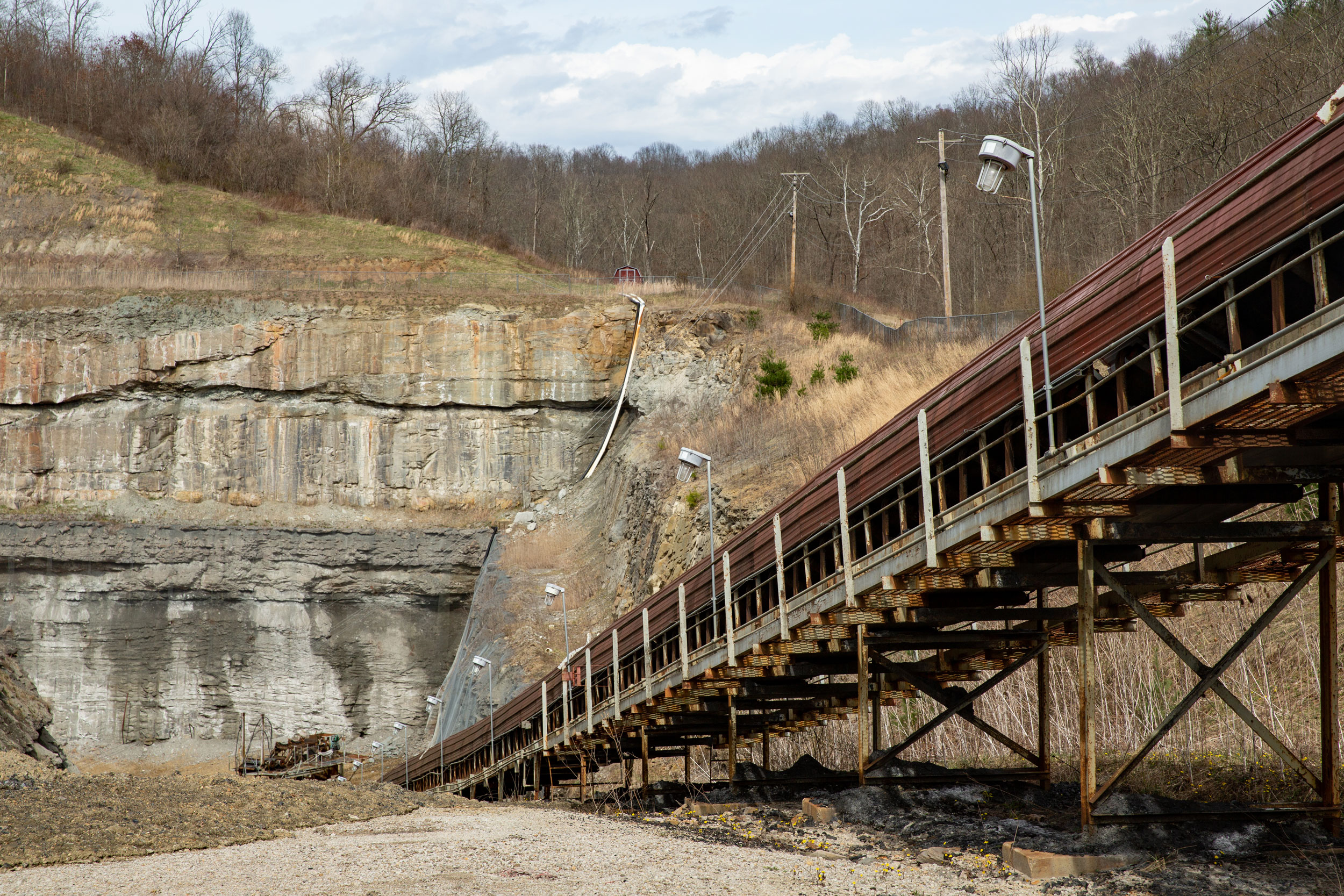 A mine belt running down to mine number seven at Westmoreland Coal in Corning, Ohio. (Jesse Jarrold-Grapes)